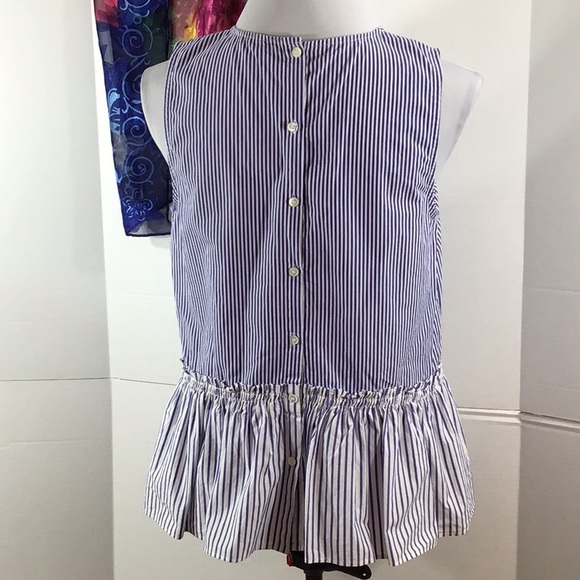 J. Crew mixed stripe sleeveless ruffle top S - Picture 4 of 9